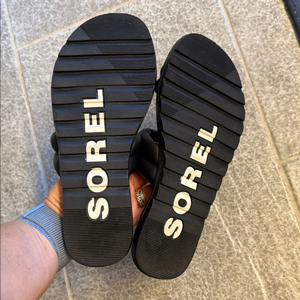 Sorel Black Sandals Sleek Minimalist Design - Picture 3 of 4